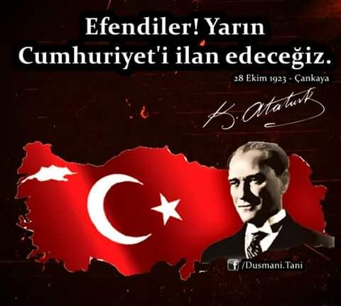Cumhuriyetimizin 92. Yılı kutlu olsun..