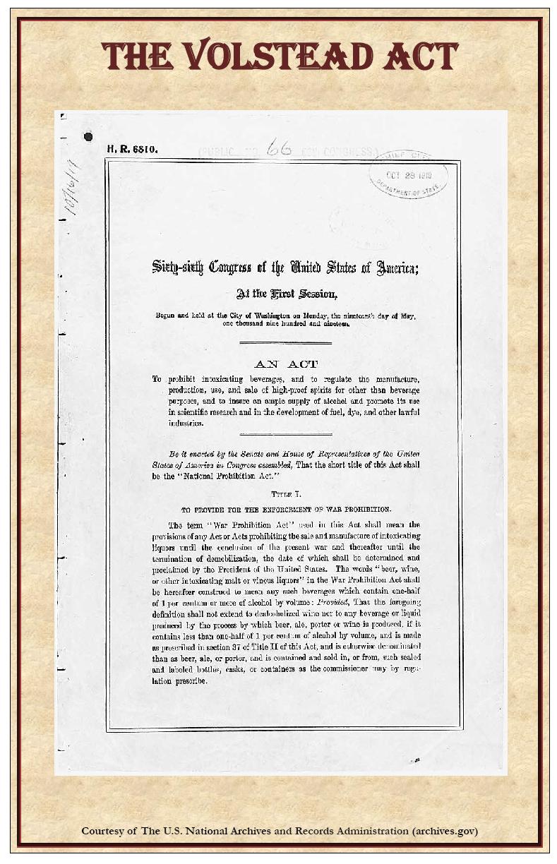 volstead act significance volstead act quizlet