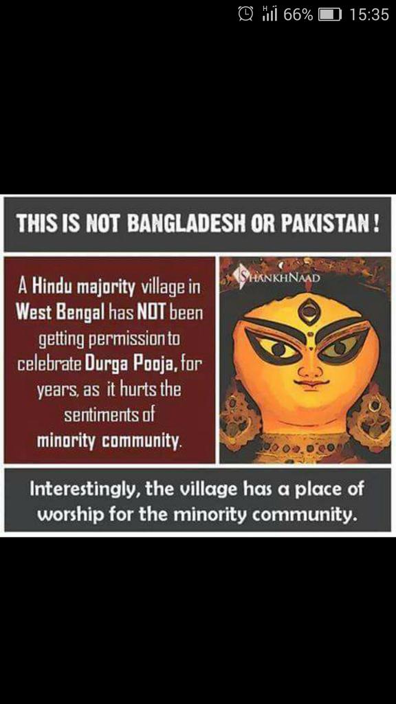 JigzBhatt's tweet photo. @sardesairajdeep  Durga is bannd in this WB village. Y no media screaming on ths...hve balls to report this too... https://t.co/E9WfWT2rVc