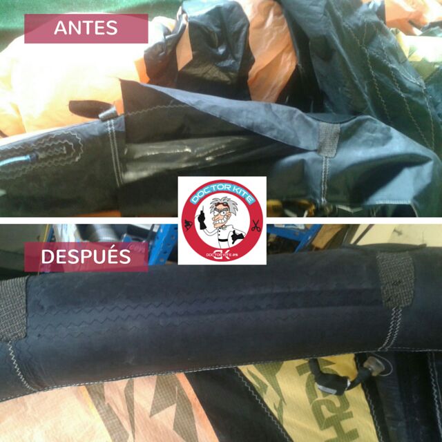 DoctorKitesurf's tweet photo. En la clínica Dr kite operación a Rpm9m borde de ataque y condón operativos.#taller #kite #málaga #tarifa #cabrinha https://t.co/FGkB9jh7oT