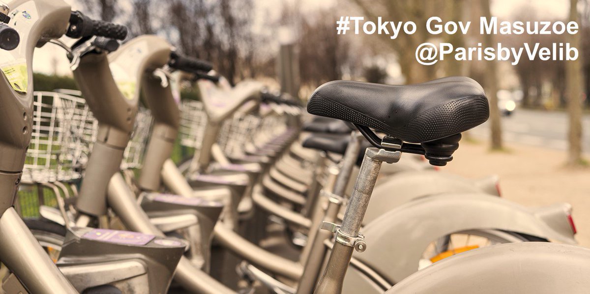 Tokyo_gov's tweet photo. Gov Masuzoe is visiting @ParisbyVelib. #Tokyo is also building exclusive lanes for cyclists #Tokyo2020 https://t.co/e6GdrWL8Ok
