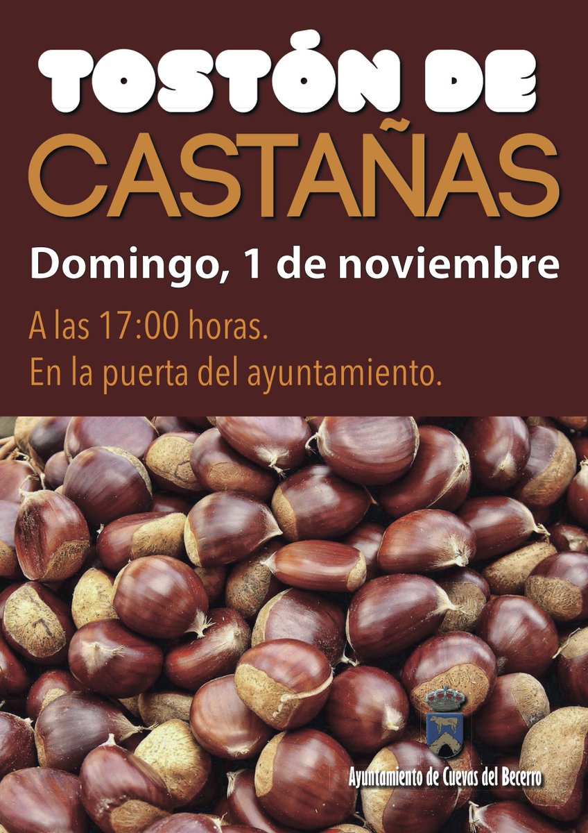 Te esperamos este domingo 1 de noviembre en el tostón de castañas que organiza cada año el Ayto de #CuevasdelBecerro