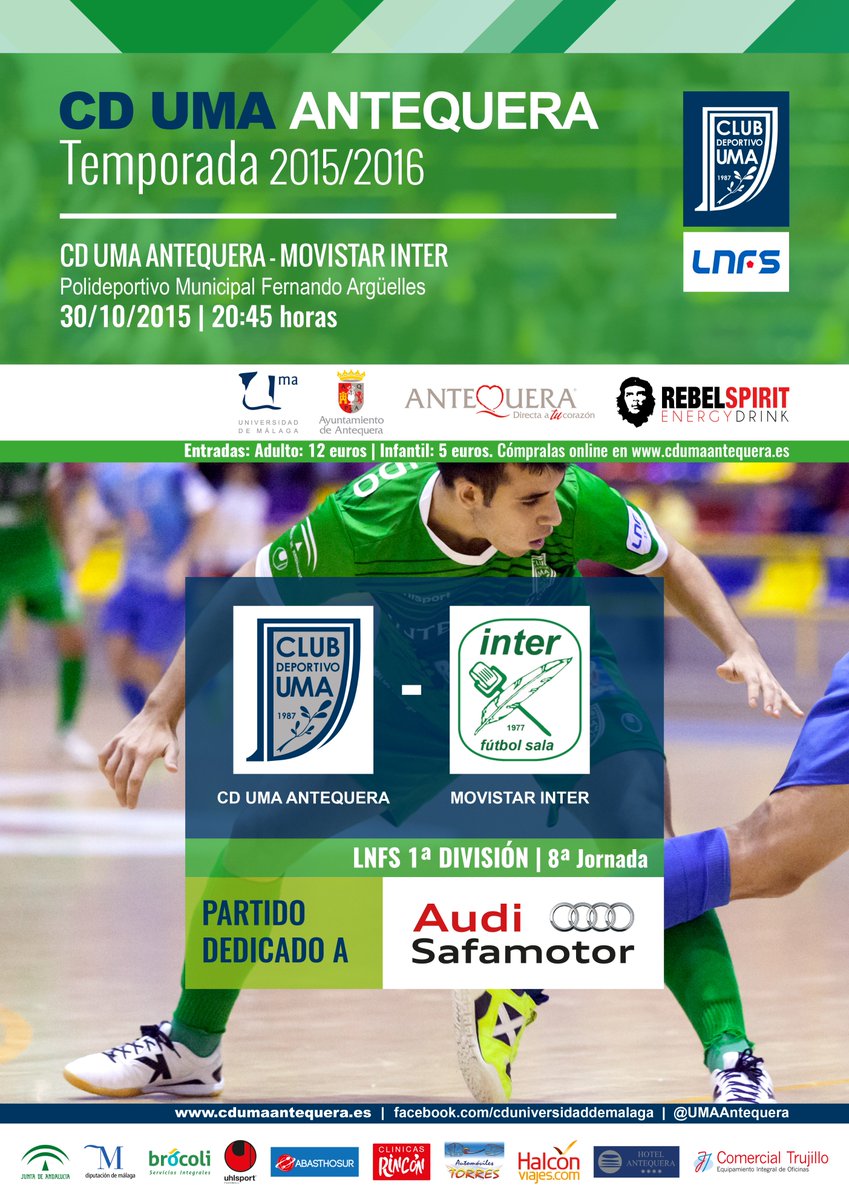 CCLaVeronica's tweet photo. Quieres ir al PARTIDAZO del UMA Antequera contra el MOVISTAR INTER el viernes?? Retuitea y participa en el sorteo https://t.co/C975S2n3Bg