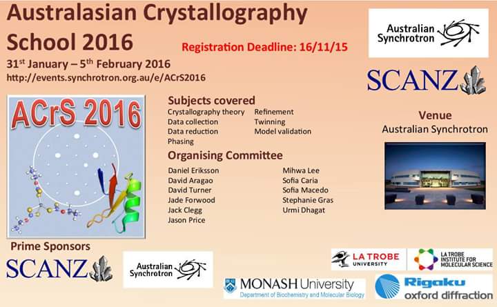 garagao's tweet photo. Australian Crystallography School 2016 - Registrations opened https://t.co/ANKUz8YfkY #ozxtals @ausynch https://t.co/3191WkwwdC