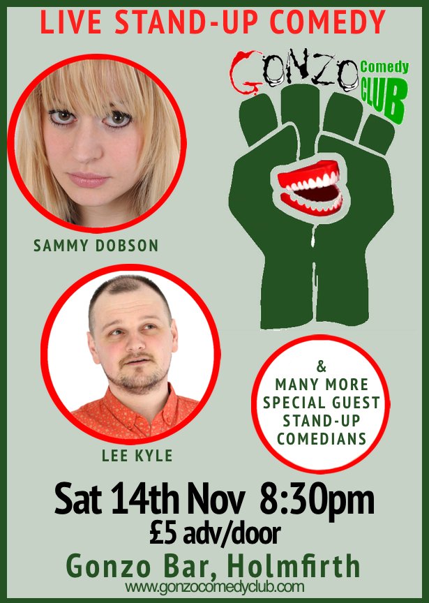 GonzoComedyClub's tweet photo. Next Gonzo Comedy Club, Saturday 14th November. 8:30pm £5. https://t.co/zsyP7dcNP4