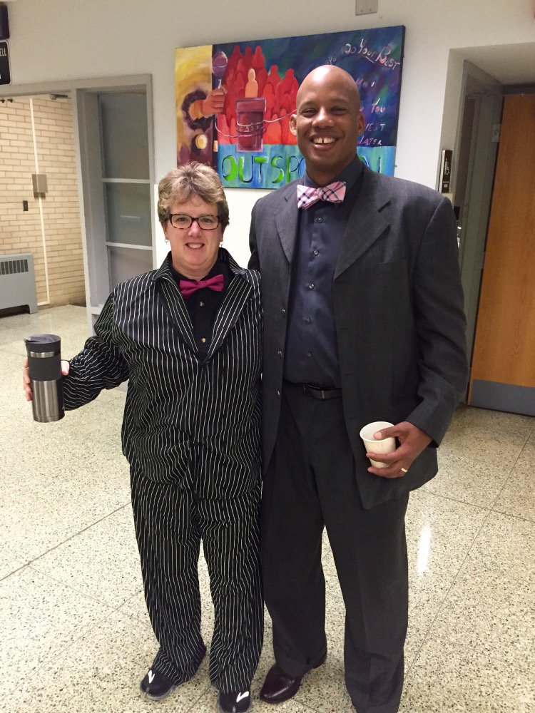CDEastHigh's tweet photo. Miss Fry never disappoints with her annual week of costumes tradition. Today is a good one! #DrFry https://t.co/vDCrLBN7nk