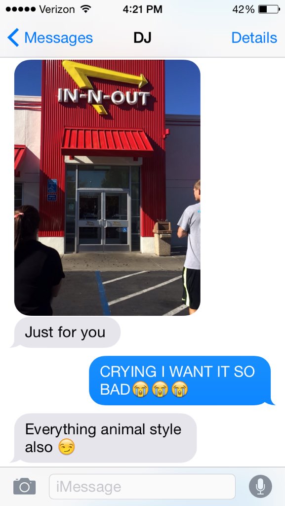 brittneyisright's tweet photo. When @djgardow leaves me in TN to go to my home state and eat @innoutburger <<<< #bringmebacksome https://t.co/BI5En5RuQW