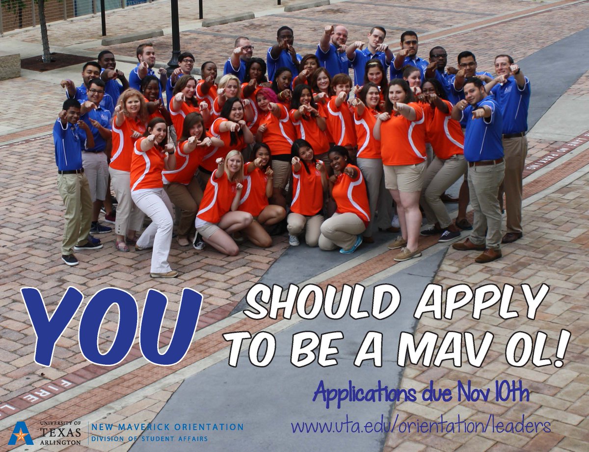 UTAOrientation's tweet photo. Do you want to inspire people?  Start by inspiring incoming students as a Maverick Orientation Leader! https://t.co/rZVqAspCz3