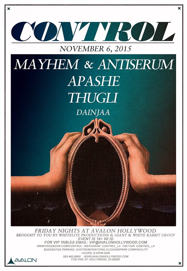 Nickolas_Brown's tweet photo. @mayhemSLR &amp; @Antiserum are at @Control_LA this Friday! Guest list txt 626.340.7926 https://t.co/Ho7MVmZwRE