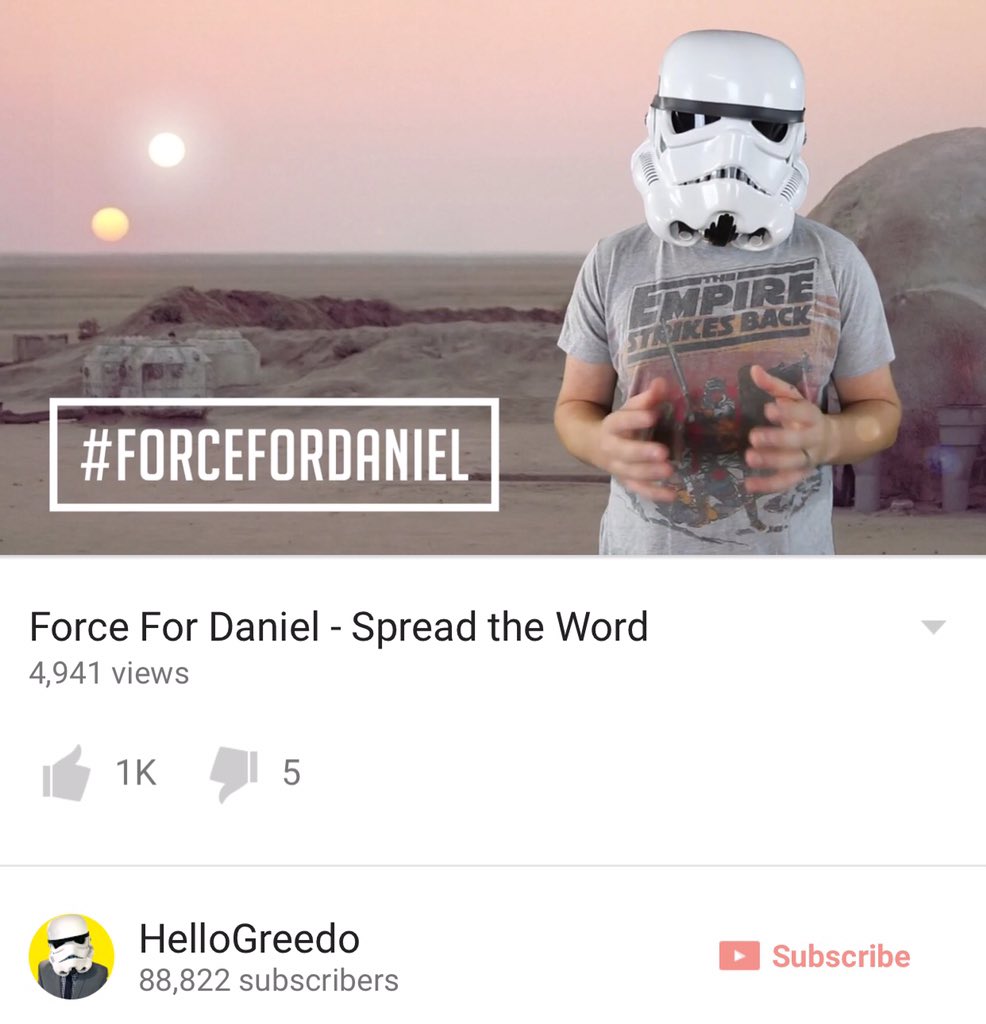HelloGreedo's tweet photo. Spread the word. Make the message heard. #ForceForDaniel https://t.co/dl3qCE119M https://t.co/45gVgnapAg