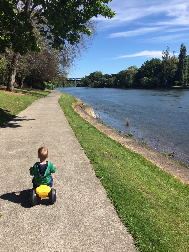 The benefits of working so close to the river. Entertainment for the kids is so close. #lovethetron