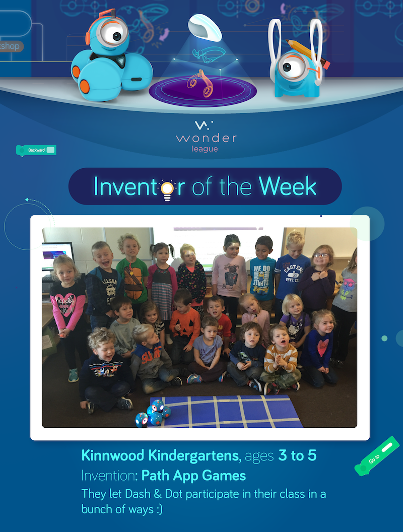 WonderWorkshop's tweet photo. Our new inventors of the week! They invented a bunch of cool games using Path. The video: https://t.co/i5rwynq2qk https://t.co/vpVs8Sq4wc
