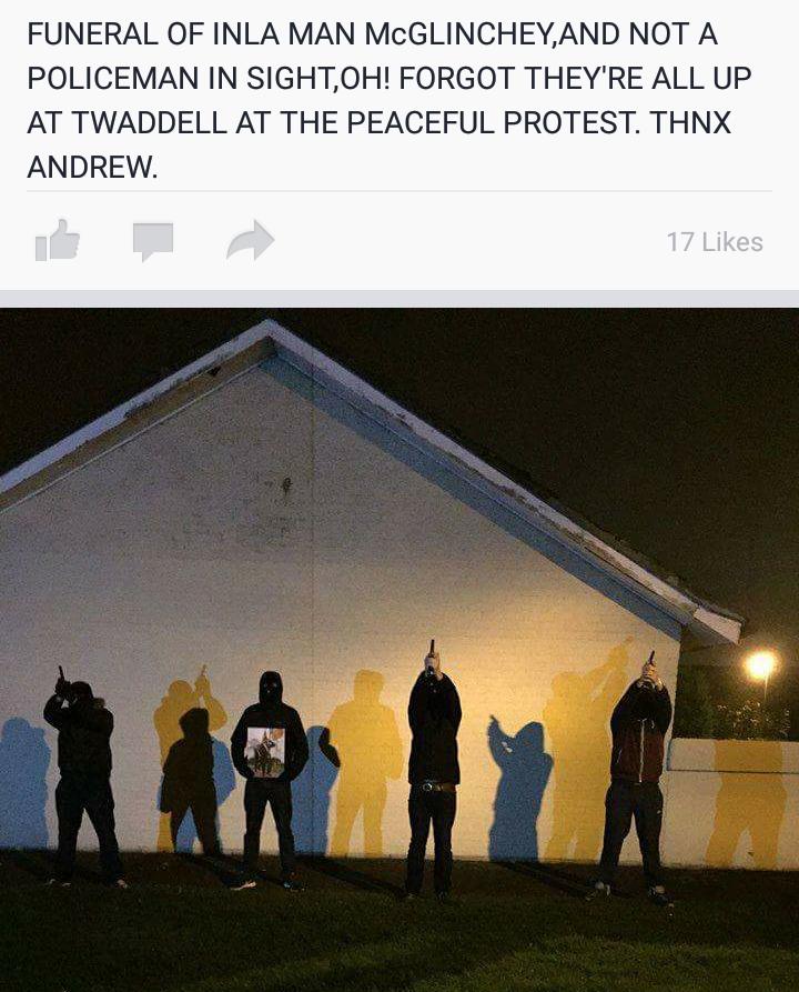 Cromwellsarmy72's tweet photo. Masked and armed #terrorists on the streets of #NorthernIreland  , And yes NO #Psni in sight #KeepingPeopleSafe ???? https://t.co/aFlE9vt6LG