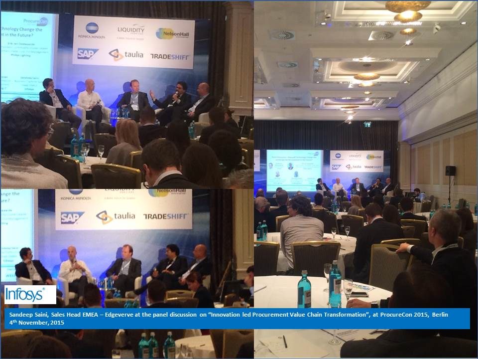 InfosysBPM's tweet photo. .@sansaini says "#Procurement roles getting augmented by #Knowledge #Cloud" #ProcureCon15 @ProcureCon @edge_verve https://t.co/leRgtTlU6O