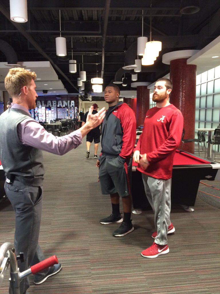 AlabamaFTBL's tweet photo. @SportsCenter Inside the Program going on live here with Denzel Devall and Richard Mullaney #RollTide https://t.co/XOZh4pFQoM