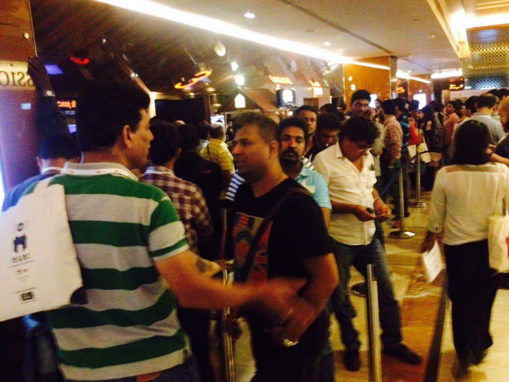 Celinowski's tweet photo. @KhoosatSarmad see the queue for your film. Full house of course. And audiences were clapping so much. #Manto https://t.co/BIjCOcuYzo