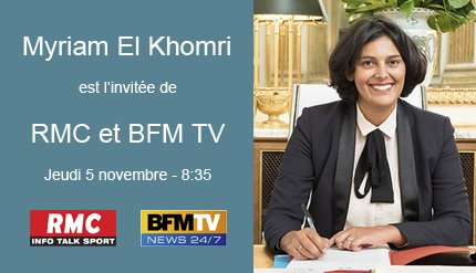 MyriamElKhomri's tweet photo. Je serai l’invitée de @JJBourdin_RMC demain matin dès 8h35 sur @BFMTV et @RMCinfo https://t.co/MkKpAg2cab
