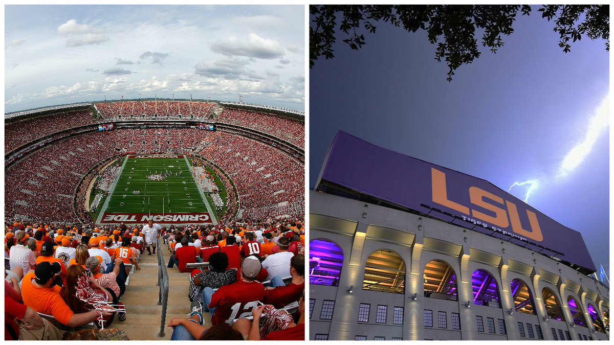 RivalsHS's tweet photo. 🏈Rivals Game of the Week🏈
No 2 #LSU vs No 4 #Alabama  

Best Stadium

RT for #DeathValley
Fav for #RollTide https://t.co/vYykifFd9V
