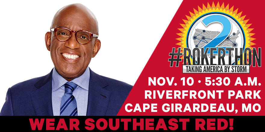 SEMissouriState's tweet photo. Join us at the riverfront on Nov. 10 when @alroker reports the weather from Cape! #Rokerthon https://t.co/CUYyAKYi8v https://t.co/FFWWmykKvG