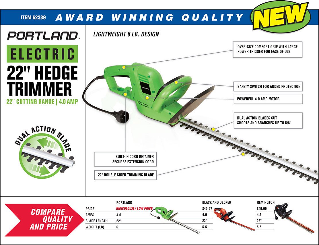 portland electric hedge trimmer