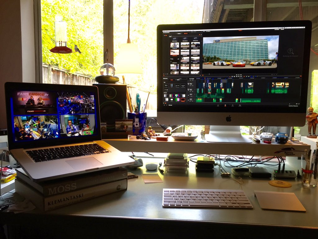 LetsMakeMedia's tweet photo. Multitasking. Editing Ford GT Rally X short film and watching live SEMA coverage. #fanschoiceSEMA https://t.co/n8wn8ELZ4E