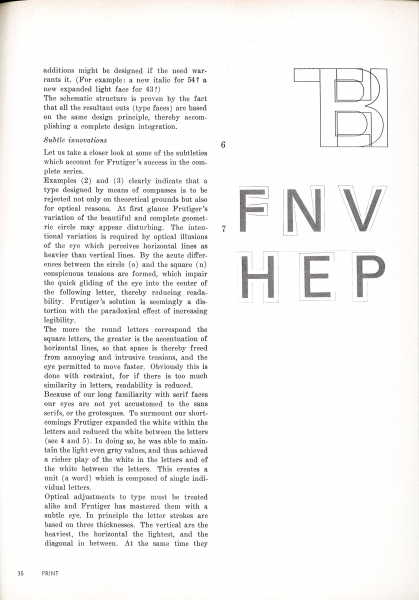 1961 Print magazine article about Adrian Frutiger's renowned typeface Univers: bit.ly/1LM82E7