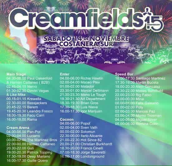 DATABOYapp's tweet photo. Les Compartimos los horarios oficiales de Creamfields Buenos Aires #DATABOY https://t.co/6flh6acCH2