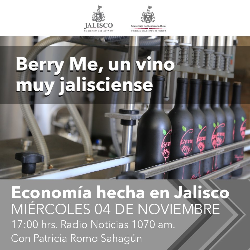 SaderJal's tweet photo. Conoce @berrymeWine un producto derivado de la agroindustria.

Hoy @1070noticias ​ a las 17:00 hrs.  con @PatyRomoS https://t.co/HJkCwbFnzj