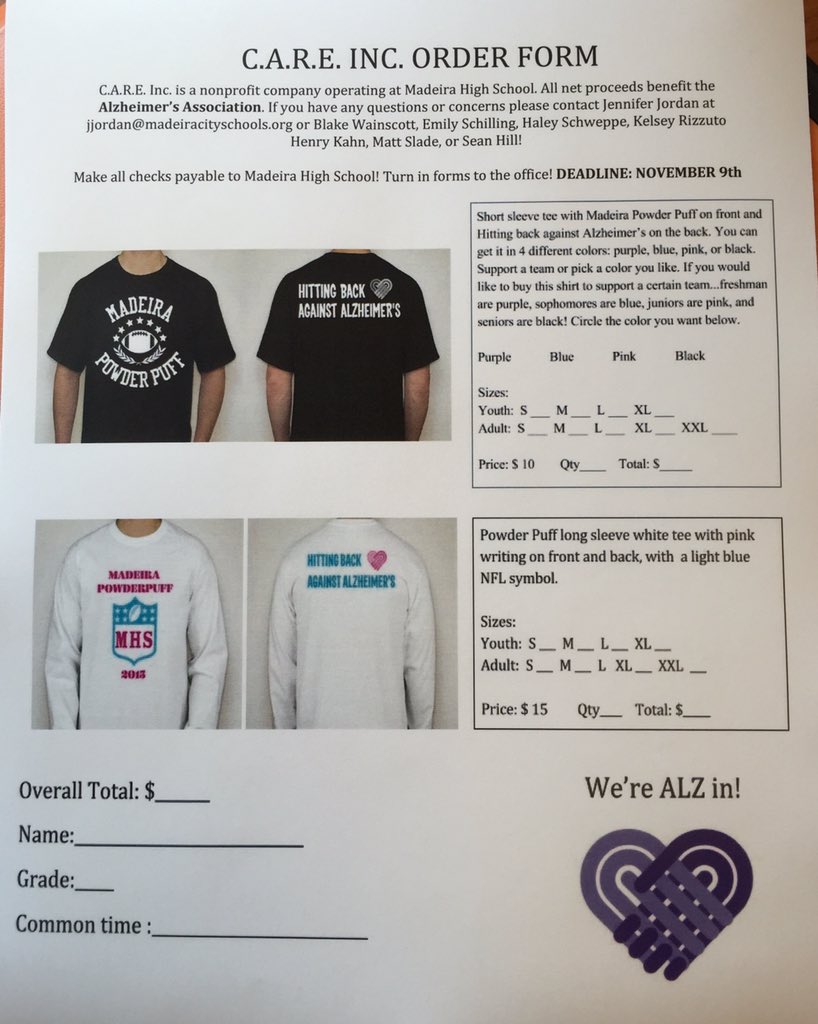 Care_Inc2015's tweet photo. Not playing powder puff but want a shirt? Get your order forms now! Don't forget short sleeve has 4 different colors https://t.co/loLPjOZy9K