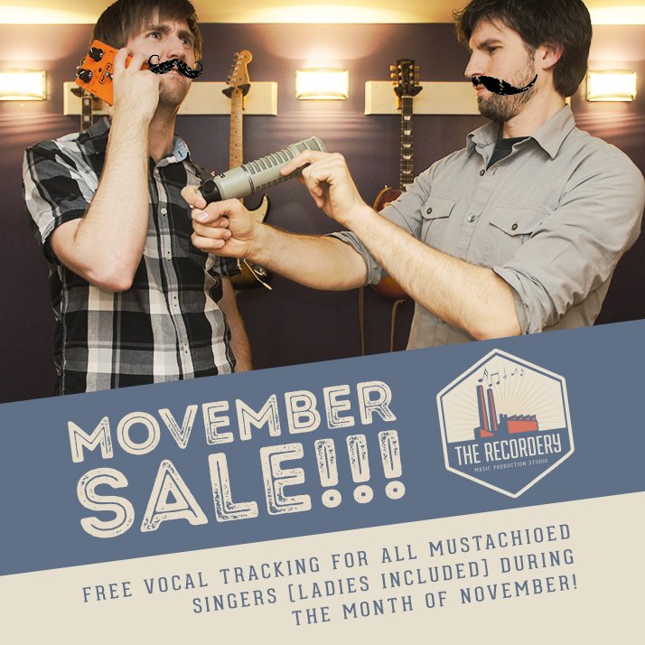 TheRecordery's tweet photo. Big Movember sale at the studio. Start sprouting them 'staches! https://t.co/2TFeUK4fRq