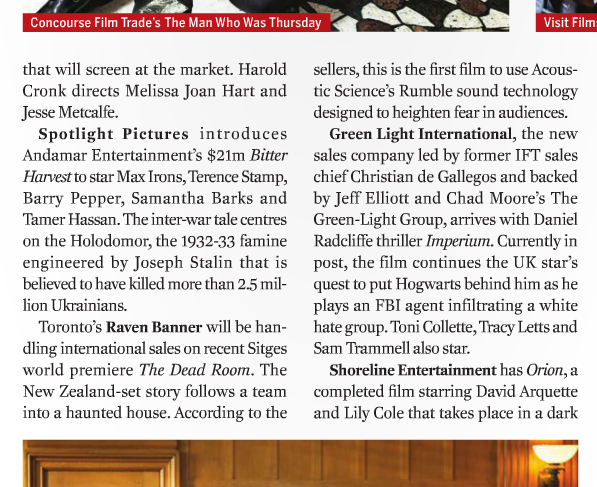RavenBanner's tweet photo. #TheDeadRoom in @Screendaily's #AFM2015 Market Buzz article.
Screens NOV 5, 9AM, Fairmont 3. 
Meet us Loews 601 #AFM https://t.co/b3SKDXhhSY