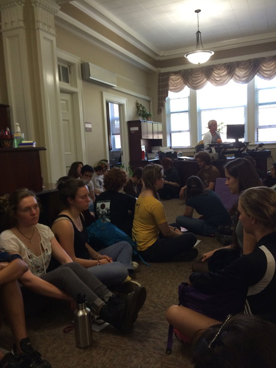 Students have filled David Dawson's office and are silently sitting in for the next hour!