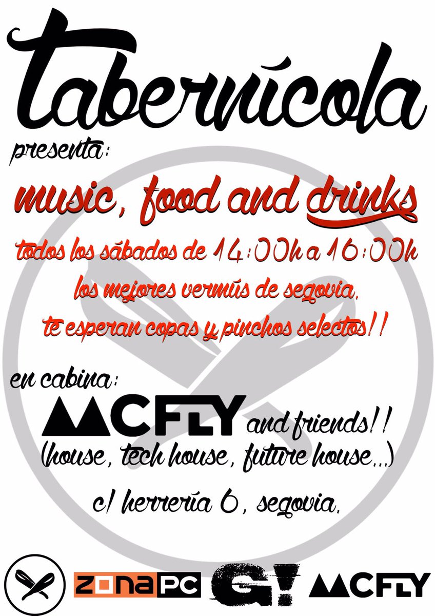 Mcflyyyyyyy's tweet photo. Brutal anunciar vermuses importantes en Segovial!
Desde el próximo sábado..
De 14.00a16.00 pinchando en TABERNÍCOLA! https://t.co/3NuGfkFIOJ