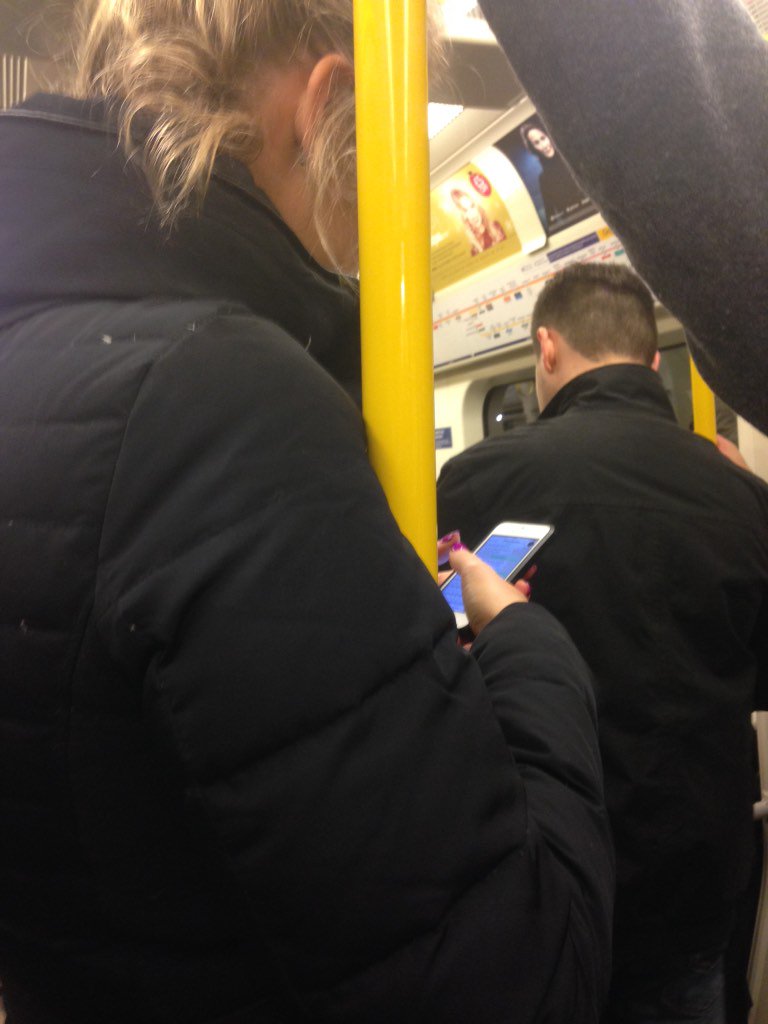 Sarah__Kent's tweet photo. @MetroUK @TfL A female pole hogger hard at work on the circle line! Hope she steps on Lego! #polehogger #metro https://t.co/wTnOuWrOVi
