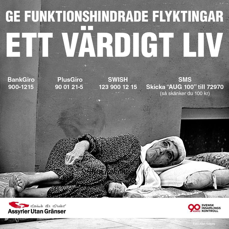 assyrianswb's tweet photo. GE #FUNKTIONSHINDRADE #FLYKTINGAR ETT VÄRDIGT LIV https://t.co/D3kaFMcLDa