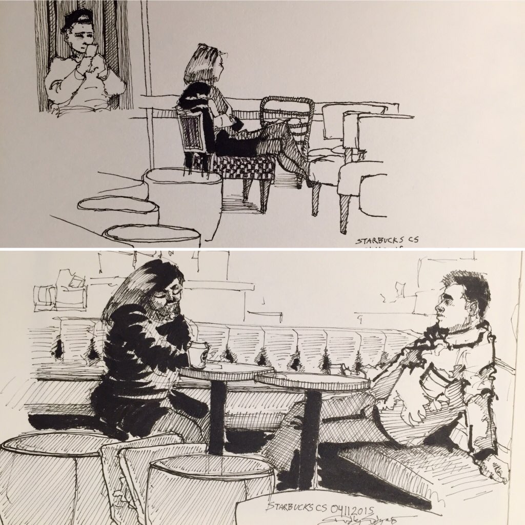 BigDudley's tweet photo. Freetime #starbucks #centraalstation #ink #pen #art #drawing #sketchbook #hotchocolate #doodles #svendsgaard #dudley https://t.co/1uJkihJJGR