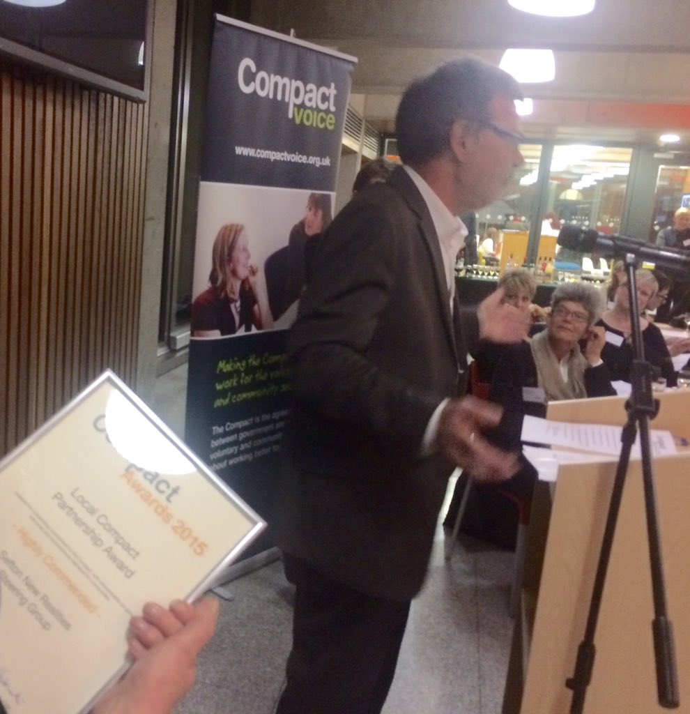 StevenPennCHA's tweet photo. Nick Thompson, New Realities Development Group, accepts the Highly Commended Partnership Award #CompactAwards https://t.co/BWMLfyO2LX