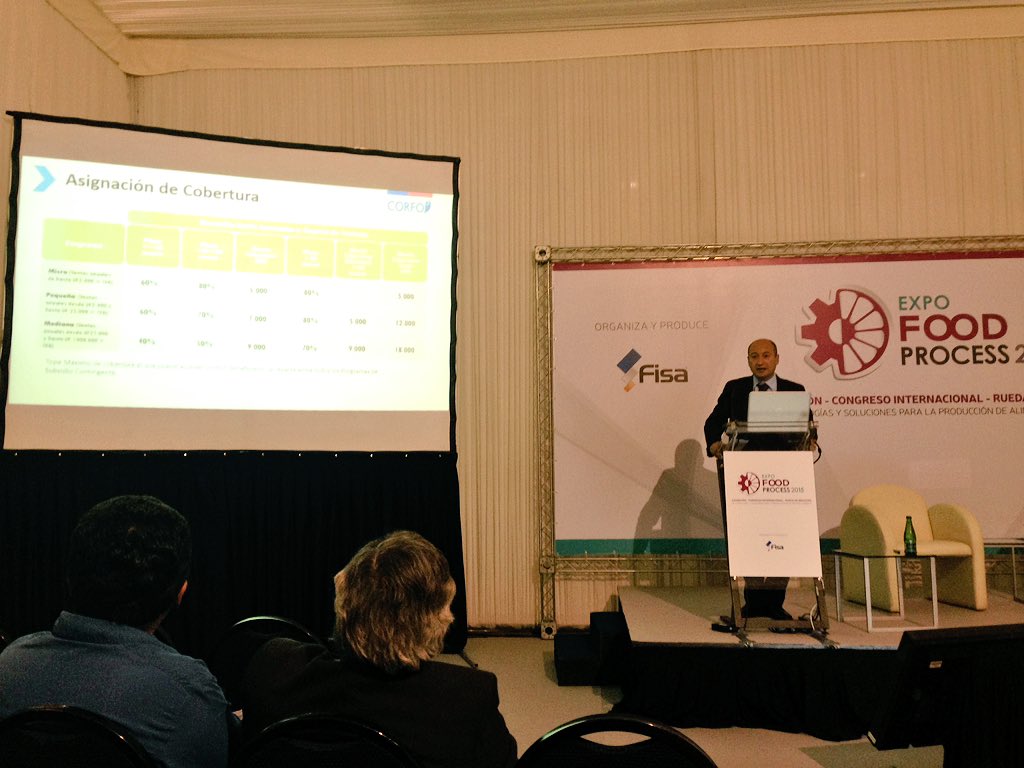 Corfo's tweet photo. Luis Felipe Oliva “Los programas Garantías #Corfo son operados por 34 intermediarios financieros” #ExpoFoodProcess https://t.co/DhNuFtNNbn