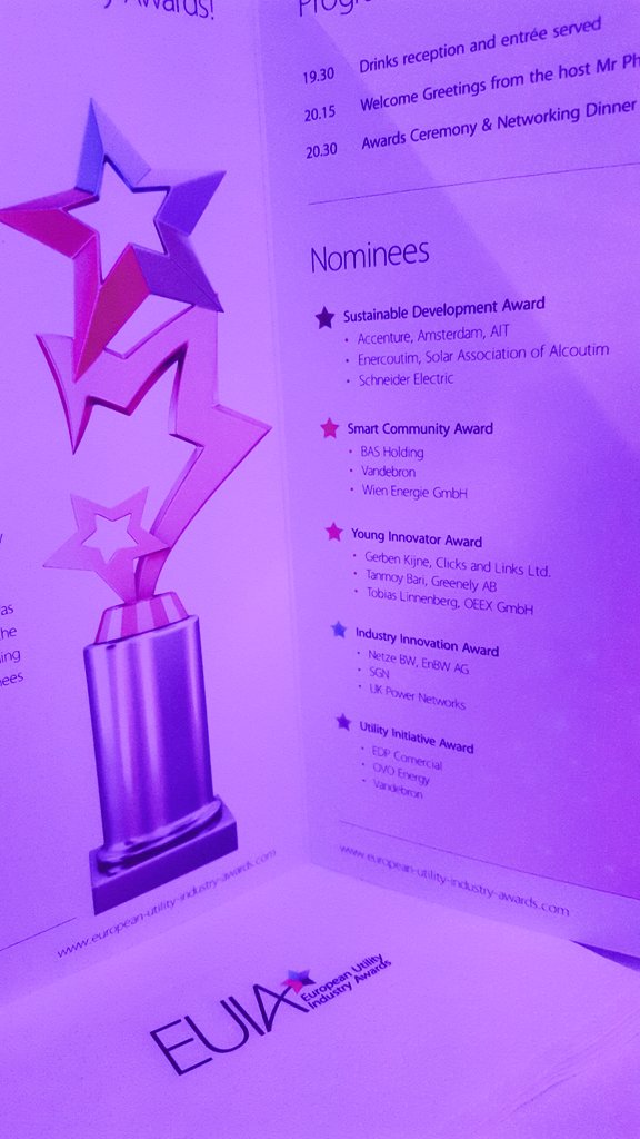 Enlit_Europe's tweet photo. Good luck to all European Utility Industry Awards nominees! #EUIA15 #EUW15 https://t.co/xA7cAIdayz