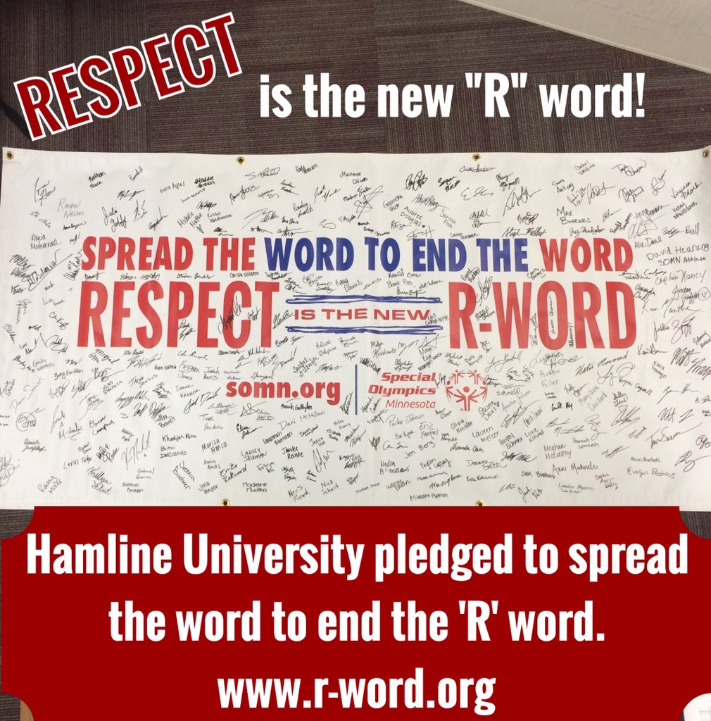 HamlineSAAC's tweet photo. .@HamlineU #endtheRword campaign wrapped up today w/ huge campus support! Thanks 2 everyone who participated! #goHU https://t.co/0cFR4vYYXo