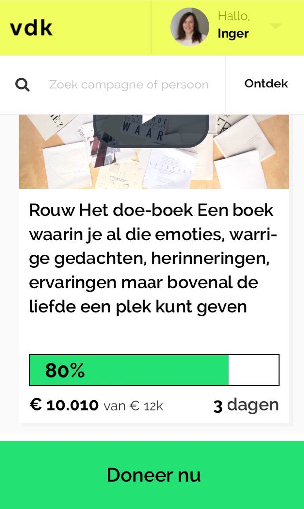rouw_hetdoeboek's tweet photo. Heel goed nieuws, zojuist de 80% bereikt! #rouwdoeboek #doneer @voordekunst https://t.co/VSdkJgAqNs https://t.co/KtAiiKBJ7C