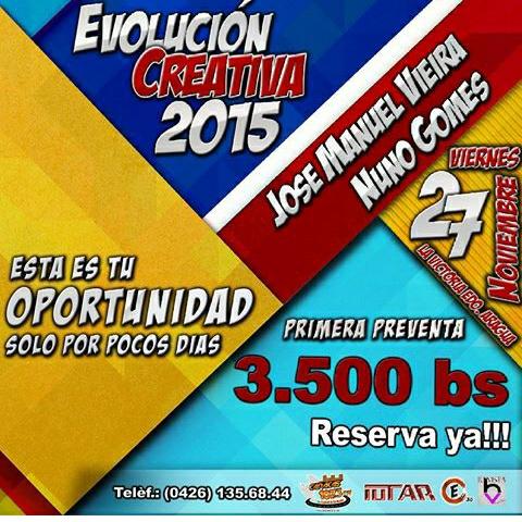 Evolucion_C's tweet photo. CUPOS LIMITADOS inscribete ya!! ☎0426.135.68.44 #evolucioncreativa2015 https://t.co/bqhC9tjDOp