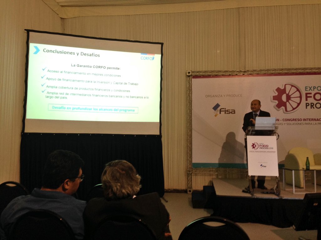 Corfo's tweet photo. L.F Oliva “Las garantías #Corfo han facilitado el acceso a mejores condiciones de financiamiento” #ExpoFoodProcess https://t.co/A93D9ZGzQ7