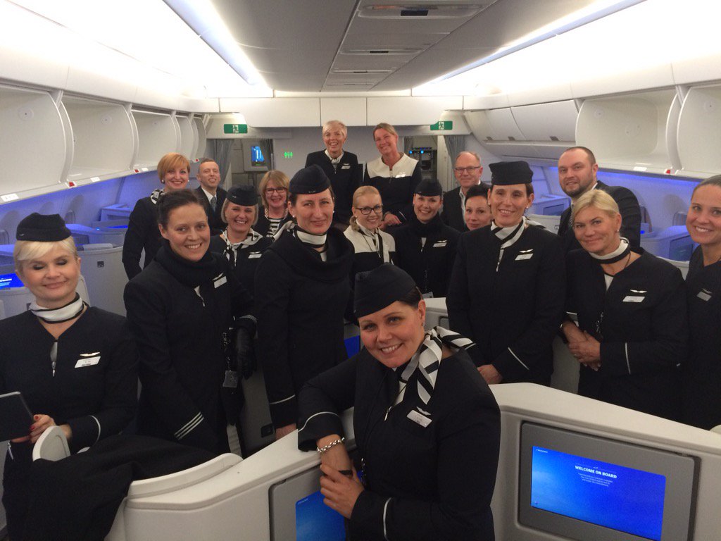eijahakakari's tweet photo. We have commitment to care ! Great crew on our #A350 flight with Finnair personnel to Rovaniemi @Finnair @pekkavau https://t.co/izQ4o22ayL