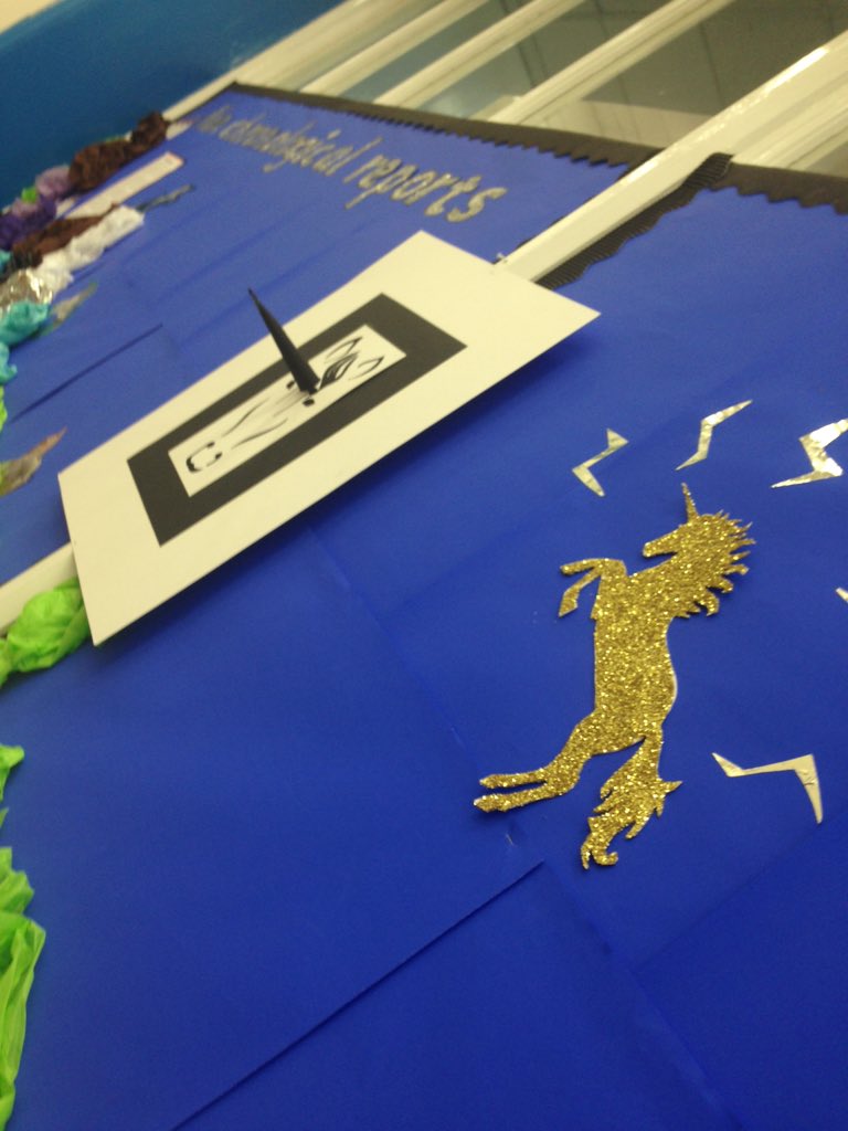 HCPS_Year4's tweet photo. We are getting  #thestormunicorn display ready at school @PieCorbett @HighCragsSchool https://t.co/9Il4So0687