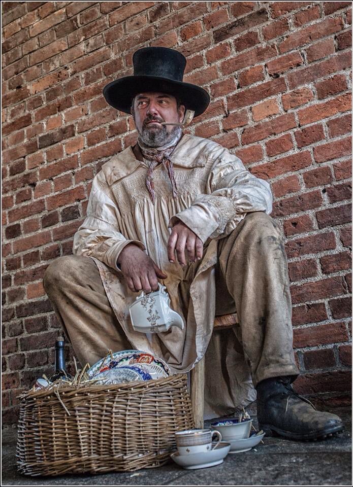 Image by Eric Williams , 1851 seller of crockery ,ragged Victorians living history group