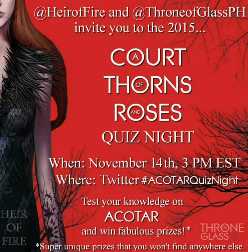 HeirOfFire's tweet photo. November 14th. It's coming, guys!! Are you all ready to rock?! #ACOTARQuizNight https://t.co/9iKc8JpIuc