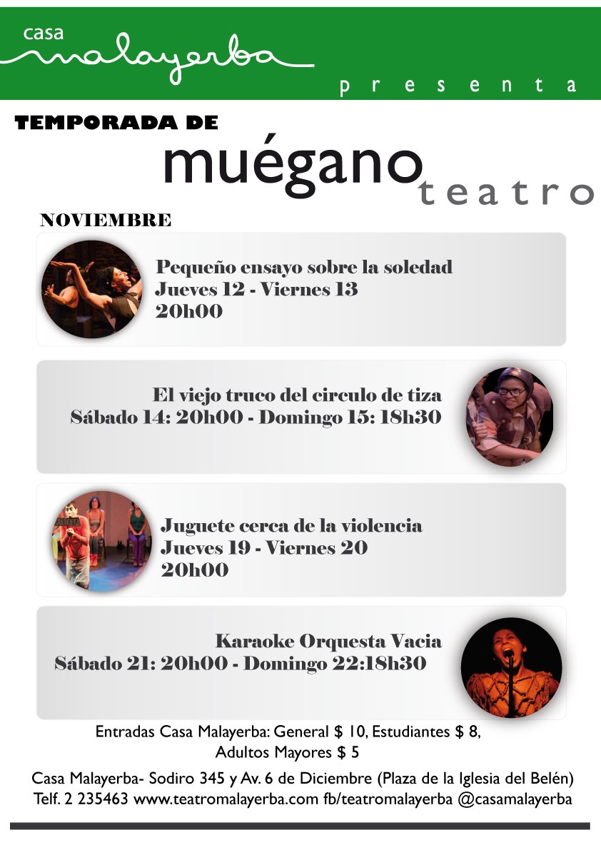 mueganoteatro's tweet photo. ¿YA RESERVARON SUS ENTRADAS EN @casamalayerba PARA LAS FUNCIONES DE MUÉGANO? https://t.co/UK8RT173PH
