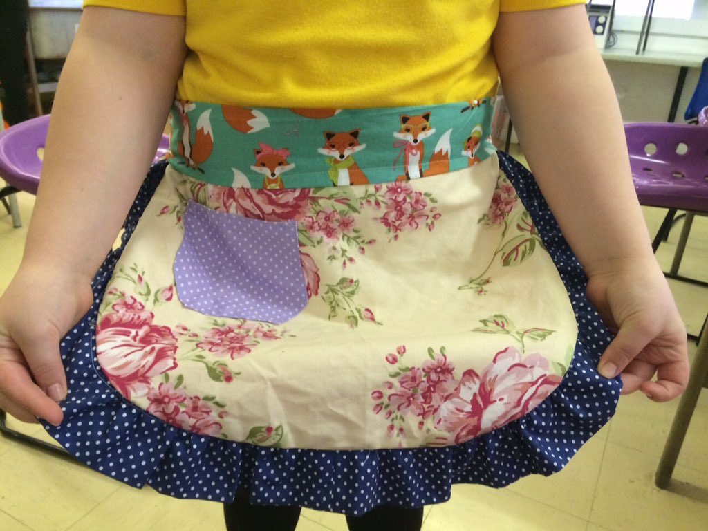 Very proud of a Year 7 pupil that made her own apron over the weekend. Da Iawn ti!