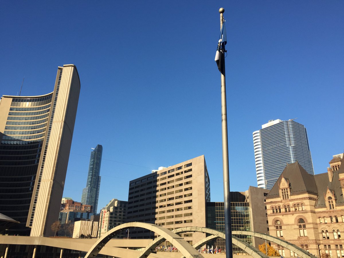 JohnTory's tweet photo. Honouring bet with @DenisCoderre over @impactmontreal win over @torontofc. Sorry, not a very windy day in Toronto! https://t.co/SvCm47OOKh